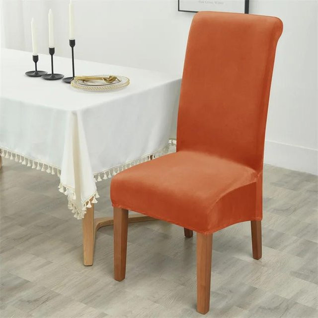 Bestbags Samt Stuhlbezug für Esszimmerstühle mit hoher Rückenlehne, elastisch, Orange - Bild 1