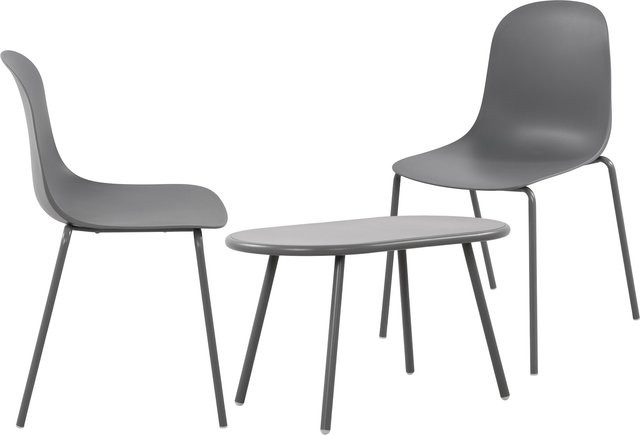 CLP 2er Sitzgruppe Veldin Garten-Set in Grau mit 2 stapelbaren Stühlen und 1 Tisch - Bild 1