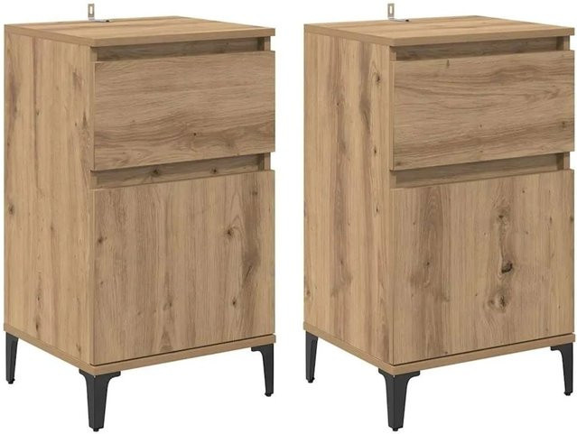 Set aus 2 vidaXL Nachttischen in Artisan-Eiche, Farbe Braun, B/T/H: 40 x 35 x 70 cm - Bild 1