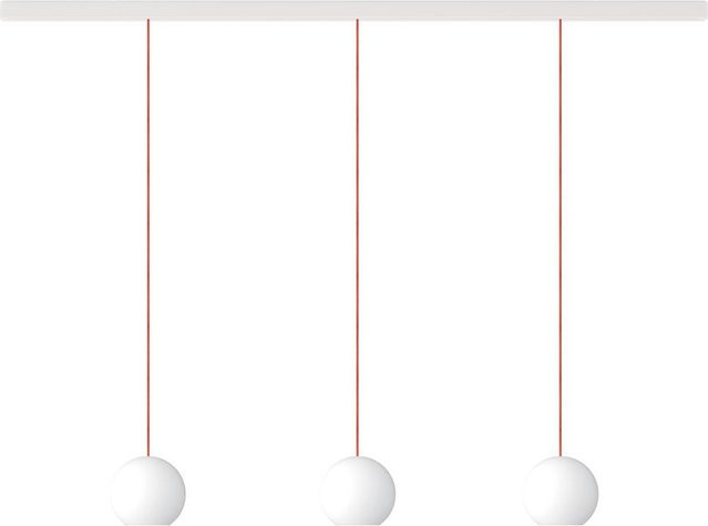 KOMOT KOS Trio L LED-Pendelleuchte Schiene 200 cm Weiß Matt-Orange mit mundgeblasenem Opalglas und Tunable White 2200K - 4200K - Bild 1