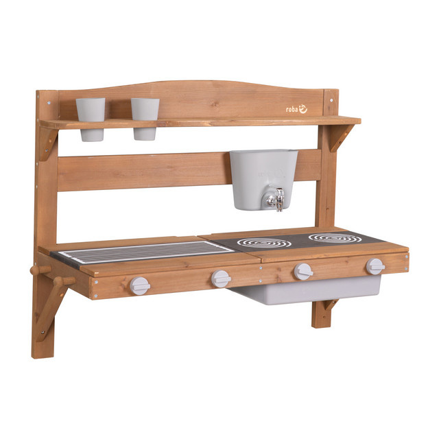 Roba Spiel- und Matschküche zum Hängen aus FSC-zertifiziertem Teak-Holz, B/T/H: 85 x 35 x 65 cm - Bild 1