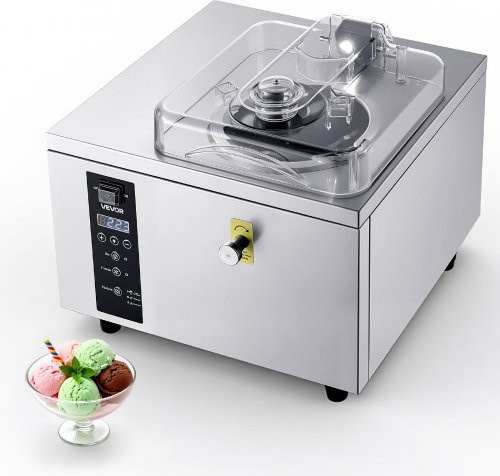 VEVOR Gewerbliche Eismaschine für Gelato mit 500 W, 5 L/h Kapazität, 2,8 L Edelstahlzylinder aus 304 Edelstahl, Silber, mit Digitalanzeige und Eisportionierer - Bild 1