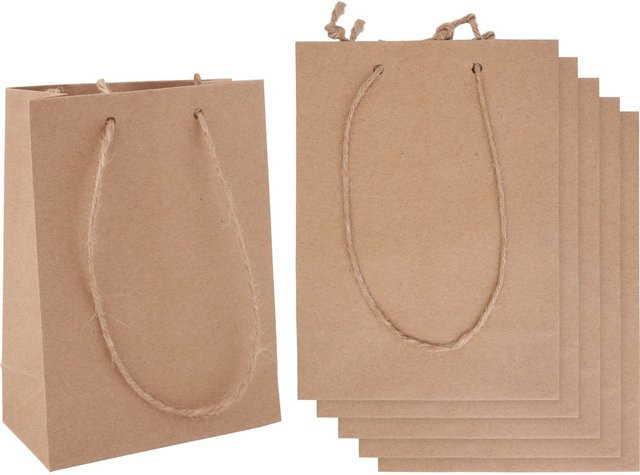 VBS Papiertüten aus Papier in Braun und Beige, 6 Stück, B: 16,5 cm, H: 12,0 cm, T: 6,5 cm - Bild 1