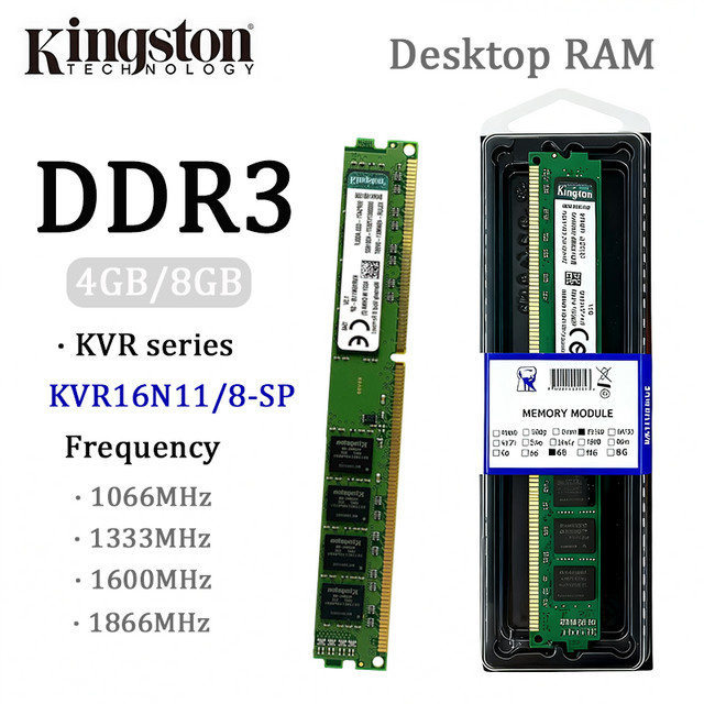 Kingston DDR3 KVR-Serie Desktop-Arbeitsspeicher 8 GB 1600 MHz RAM-Modul KVR16N11/8-SP 1,5 V 240PIN UDIMM Grün - Bild 1