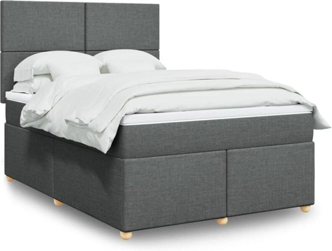 vidaxl Boxspringbett mit Matratze in Anthrazit Grau aus Stoff, B/T/H: 140 x 200 x 31 cm - Bild 1