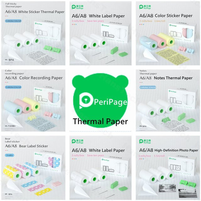 Peripage Selbstklebendes Thermopapier in Weiß für Poooli Papeang Drucker als bedruckbare Etiketten und Fotopapier - Bild 1