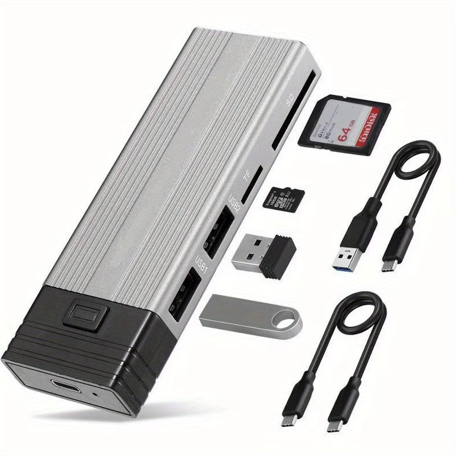 Tragbares Festplattengehäuse USB 3.1 Typ C mit SATA und NVMe Dual Protokoll in Grau - Bild 2