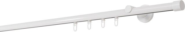 Ondeco Gardinenstange auf Maß Weiß, 1-läufig mit Wandträger 6,5 cm und Gleiter, Innenlauf 20 mm, Länge: 270 cm - Bild 1