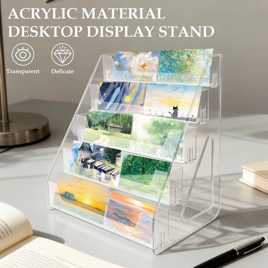 Willstar 5-stufiger Grußkartenständer aus transparentem Acryl für Karten, Broschüren und Zeitschriften - Bild 3