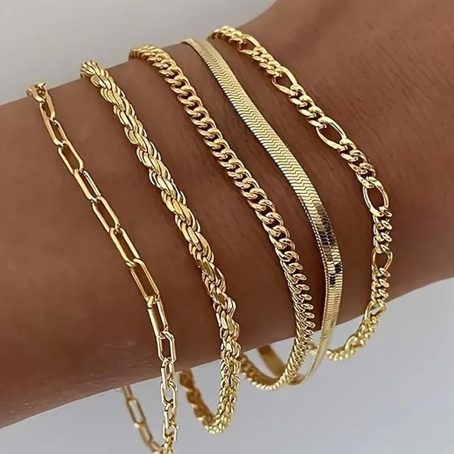 Lucky Star Jewelry Armband Set, 925 Silber, Gold, Damen, 16.5cm - Bild 1