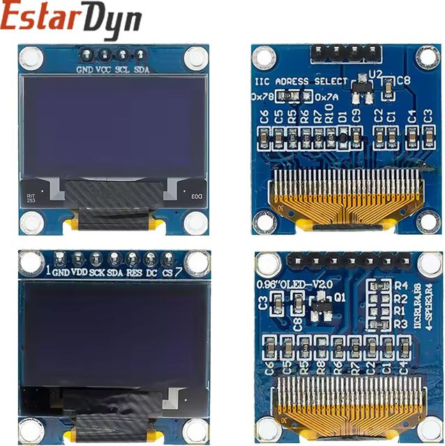 Estardyn OLED-Display SSD1306 12864 LCD-Bildschirmplatine 0,96 Zoll IIC SPI Seriell 7/4-Pin in Weiß/Blau/Gelb - Bild 1
