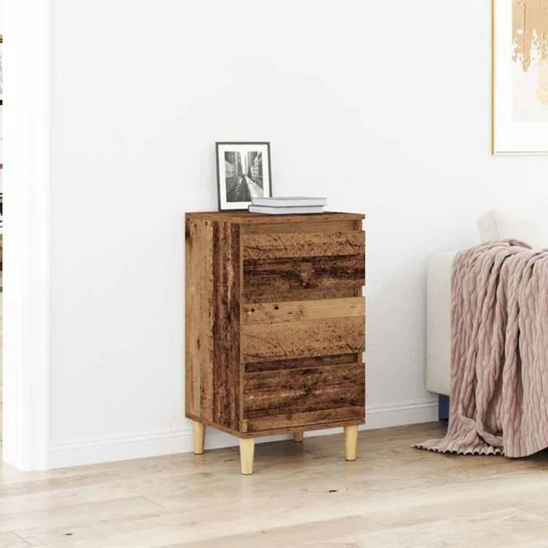 Vidaxl Nachttisch mit Schubladen in Altholz-Optik, Braun, Modernes Landhausdesign, B/T/H: 40 x 35 x 70 cm - Bild 1