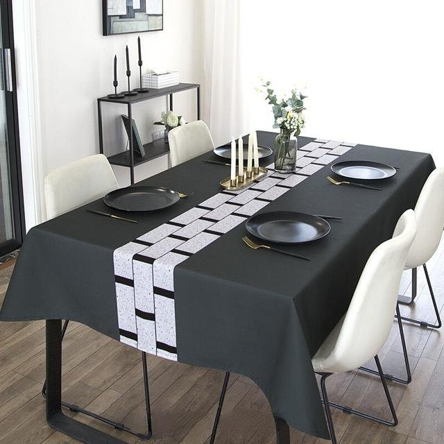 Moderne wasserabweisende und ölabweisende Tischdecke von Your Warm Home in Schwarz, rechteckig, B/T: 140 x 140 cm - Bild 1