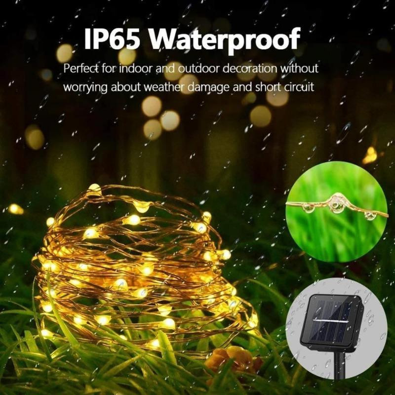 Lanzhong Home Decoration Solar LED Lichterkette Outdoor für Garten und Weihnachtsfeier, 300 LEDs, Blau, Wasserdicht IP65 - Bild 4