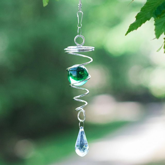 Love Home Garden Rotierender Windspinner mit Kristall Glas Ball Anhänger in Hellgrün - Bild 1