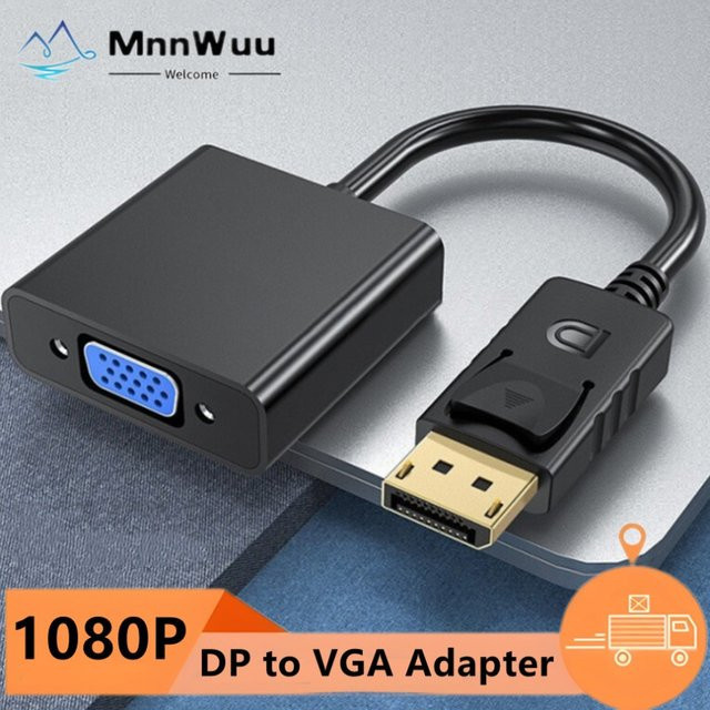 MnnWuu DisplayPort zu VGA Adapter Kabel 1080P Konverter in Schwarz und Weiß für Computer, Laptop, Projektor und TV - Bild 1