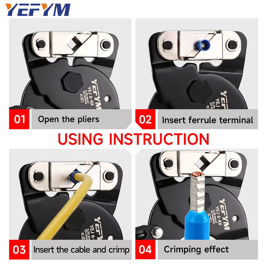 YEFYM Mini-Kabelschuh-Crimpzange YEJ 6-4X für elektrische Kabelschuhe 0,25-6 mm² (23-10 AWG) - Bild 5