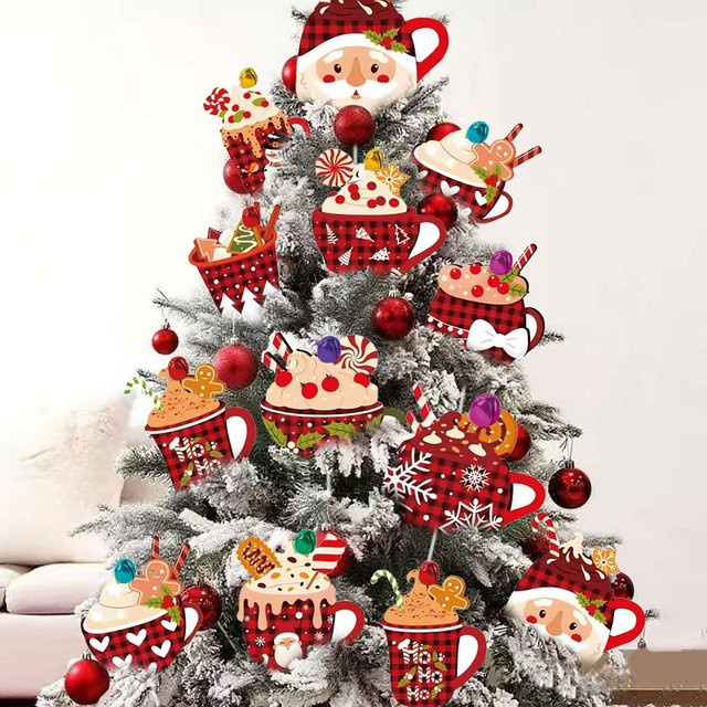 WINTOGETHER 10 Stück Weihnachts-Eiscreme Anhänger aus Kunststoff in Mehrfarbig für den Weihnachtsbaum - Bild 1