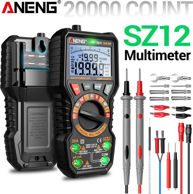 ANENG SZ12 Digitales Multimeter True RMS mit 20.000 Zählungen, professionelles AC/DC Voltmeter und Amperemeter in Schwarz - Bild 1