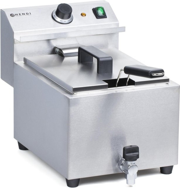 Hendi Masterpro Fritteuse 209202 mit Ablasshahn, 35kW, 8L, Silber, Edelstahl - Bild 1