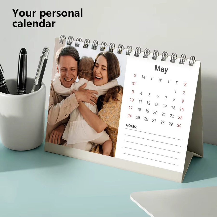 Personalisierter Tischkalender 2026 mit 6 Fotos, weißer Monatskalender aus Papier - Bild 4