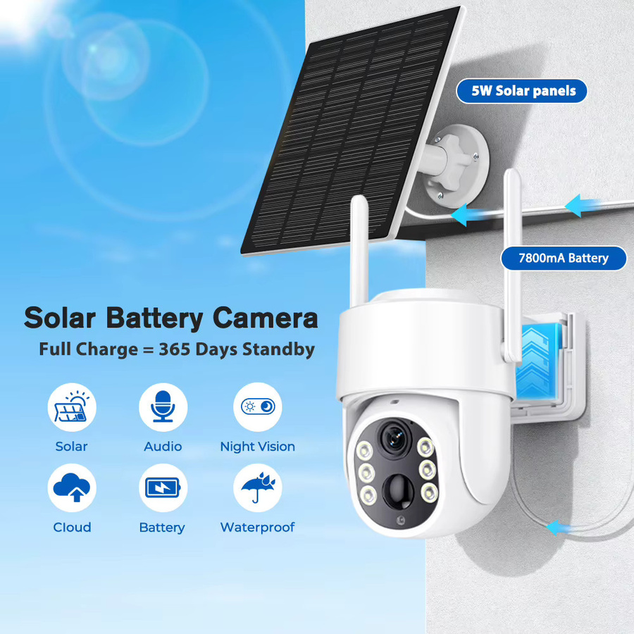 ABUNTU Solar Wifi Überwachungskamera für den Außenbereich mit 4MP 2K Auflösung, ICSEE, weiß, 7800-mAh-Akku - Bild 2