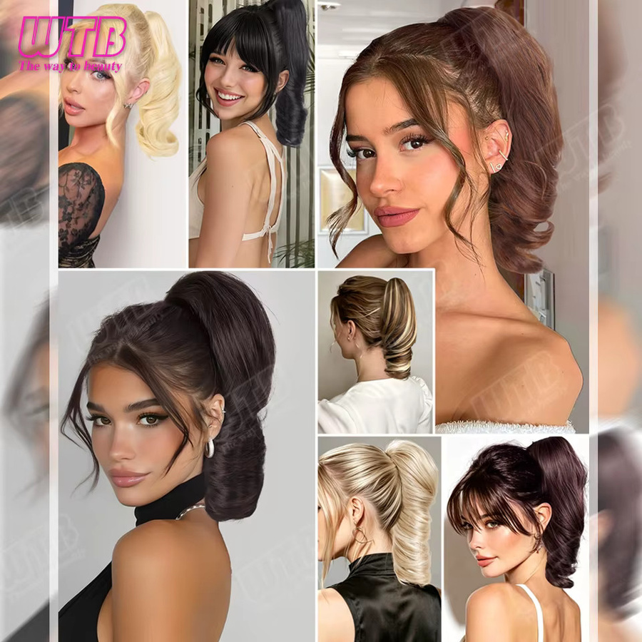 WTB Deep Curly Pferdeschwanz-Perücke, synthetisch, kurz, lockig, Damen - Bild 2