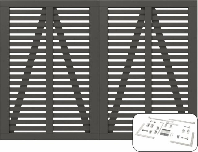 Plus Doppeltor Harmoni aus Nadelholz in Umbragrau B: 140 cm, H: 200 cm - Bild 1