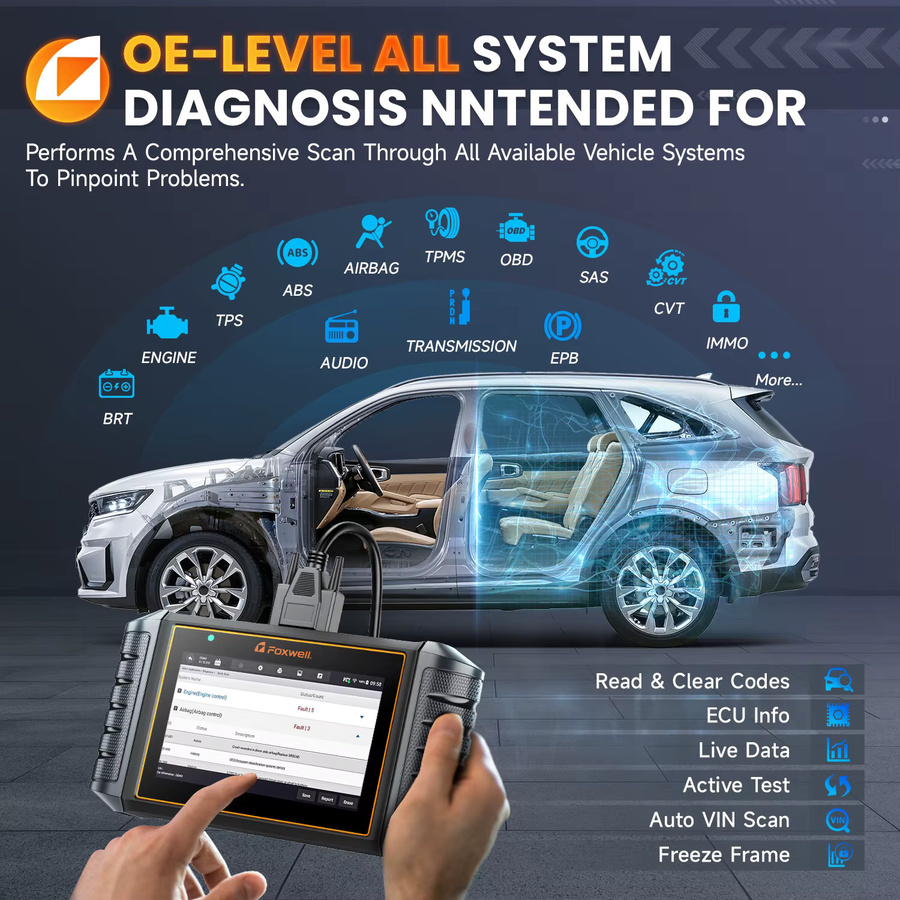 FOXWELL NT710 OBD2-Autodiagnosetool in Schwarz mit aktivem Test, ECU-Codierung und 30 Reset-Funktionen als Kfz-Scanner-System - Bild 3