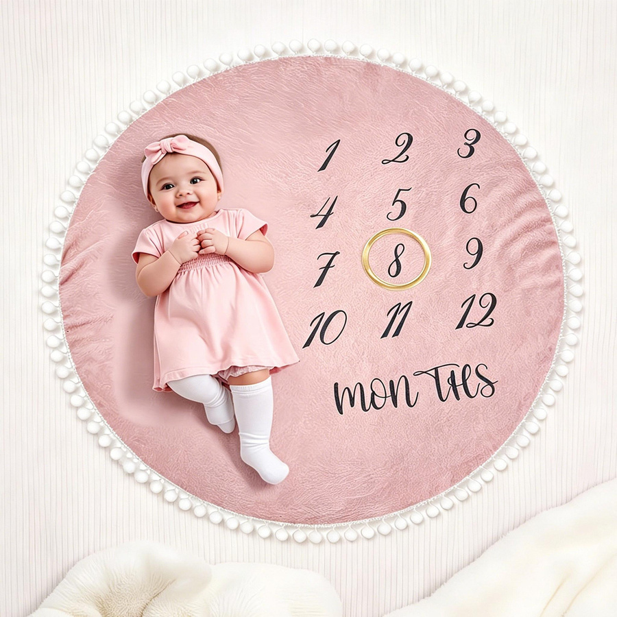 Ylsteed Flanell Baby Meilenstein Decke mit Monatlichem Wachstum Diagramm, Mehrfarbig, Breite: 100 cm - Bild 2