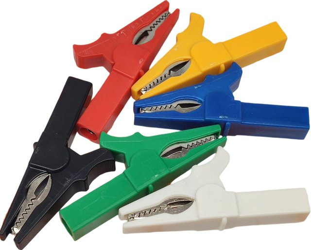6er-Set VIBRATITE Krokodilklemmen aus Kupfer, isolierte Sicherheits-Krokodilclips in Multicolour für elektrische Tester und Jumper - Bild 1