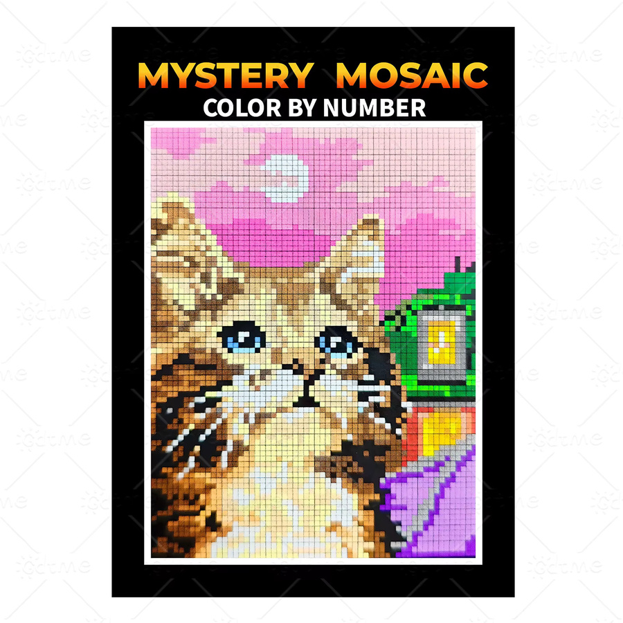 Mosaik Pixel Kunst Malbuch Katzen für Erwachsene in Bunt und Weiß - Bild 6