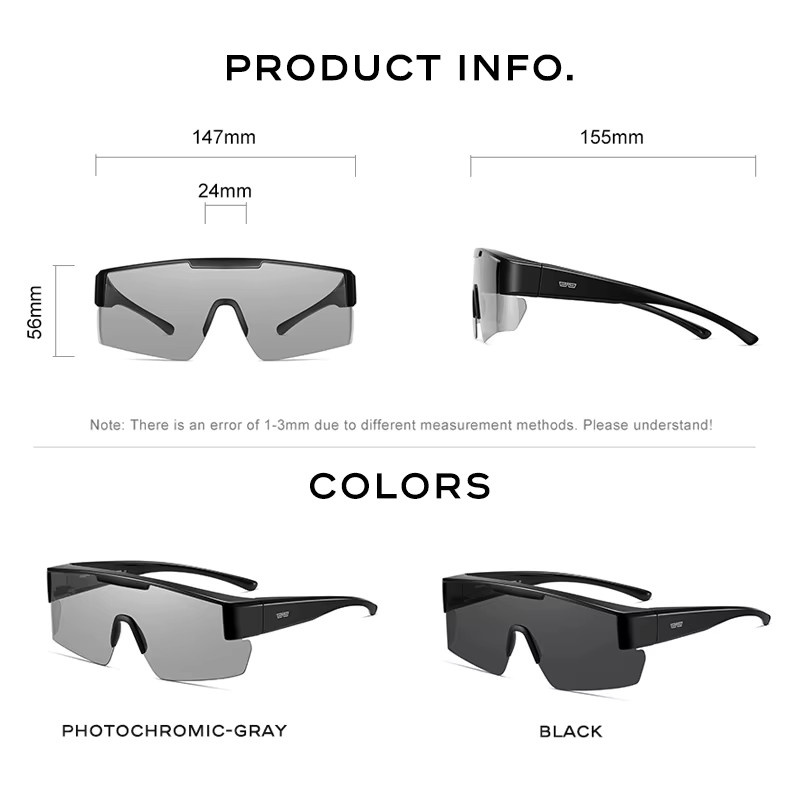 CAPONI BS3116 Fitover-Sonnenbrille, Herren, Vollrand, Schwarz, polarisiert - Bild 4