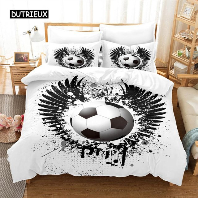 Fußball-Bettwäscheset für Kinder und Jugendliche von Binchi Outdoor Product, weiß, Microfaser, B/H: 135 x 200 cm - Bild 1