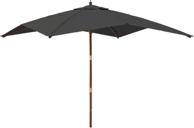 vidaXL Sonnenschirm mit Holzmast aus Bambus und Hartholz in Anthrazit, B/T/H: 300 x 300 x 273 cm - Bild 1