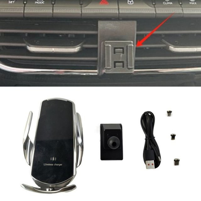 Kabelloses 15W Schnellladegerät und Automatik-Handyhalterung für Skoda Octavia A8 (2014-2017), Schwarz - Bild 1
