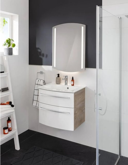 Fackelmann Badmöbel-Set B.Style 2-teilig in Eiche und Weiß mit Gussmarmor-Waschtisch, B/H/T: 63,2 x 54,3 x 46 cm - Bild 1