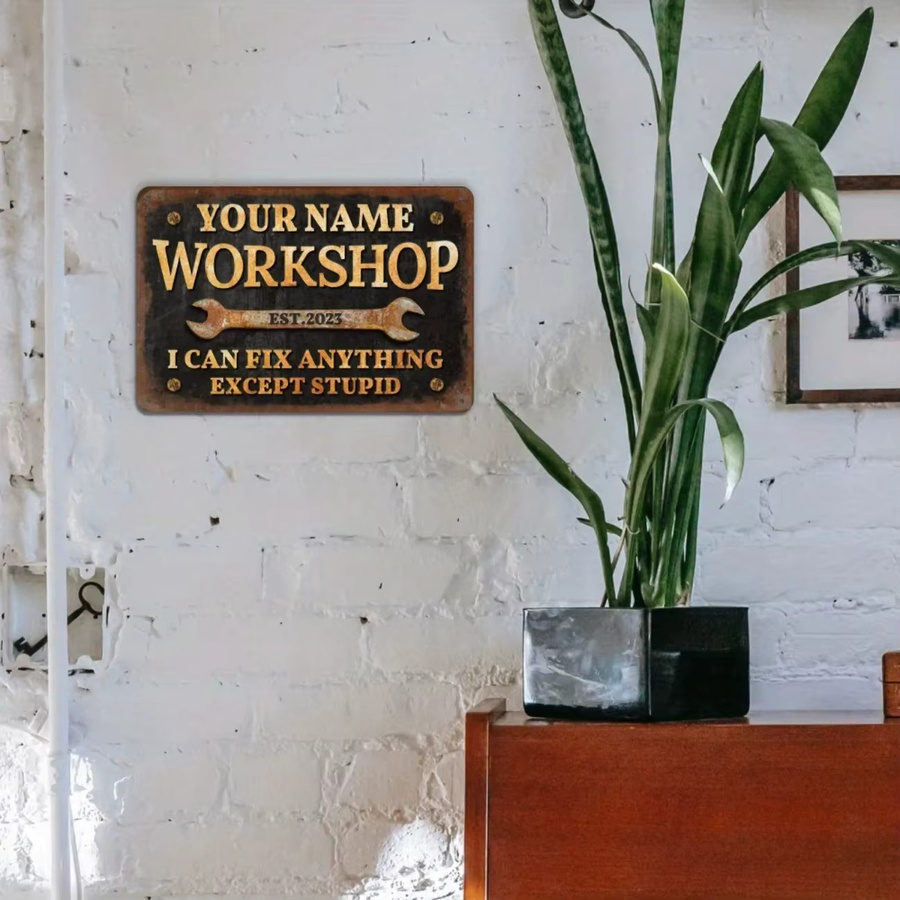 Personalisiertes Metallschild CIFBUY im Retro-Stil für die Werkstatt oder Garage, Farbe: Grün - Bild 4
