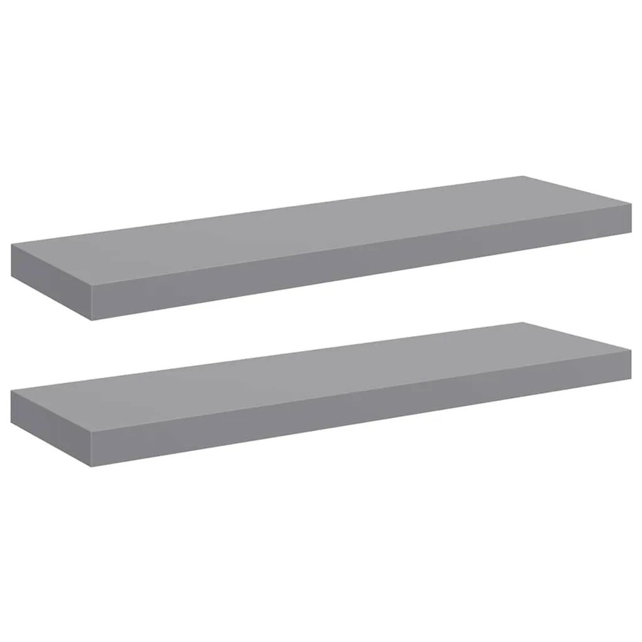 vidaXL Schweberegale 2er Set Grau aus MDF und Metall, B: 80 cm, T: 23,5 cm, H: 3,8 cm - Bild 2