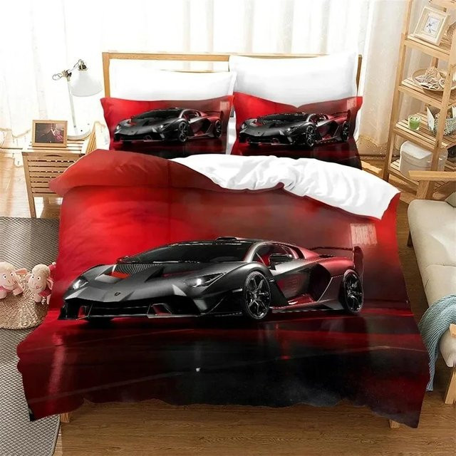 3D-Druck Bettwäsche-Set mit Autos und Fahrzeugen für Kinder, Multicolor, 3-teilig, B/H: 200 x 230 cm - Bild 1