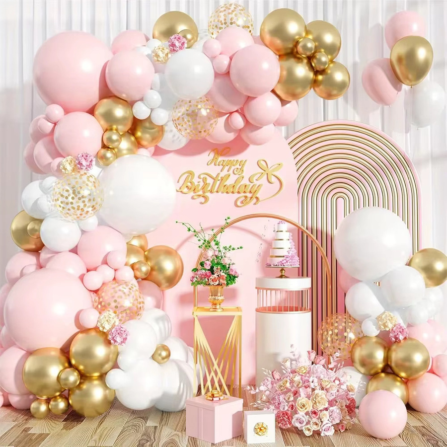 BALONAQ 104-teiliges Ballon-Girlanden-Set in Rosa und Weiß für Geburtstag, Hochzeit und Babyparty - Bild 2