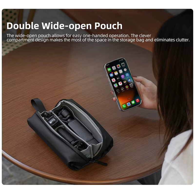 Wasserdichte DJI Osmo Pocket 3 Umhängetasche in Schwarz mit mehrschichtigem Schutz und Zubehörfach - Bild 2