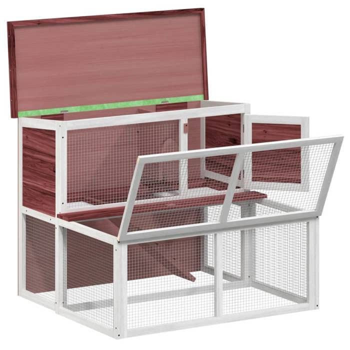 Maison Exclusive Kaninchenstall aus Kiefer Massivholz mit 2 Ebenen, Schutzhaus und Rampe, B/T/H: 102 x 90 x 84,5 cm - Bild 2