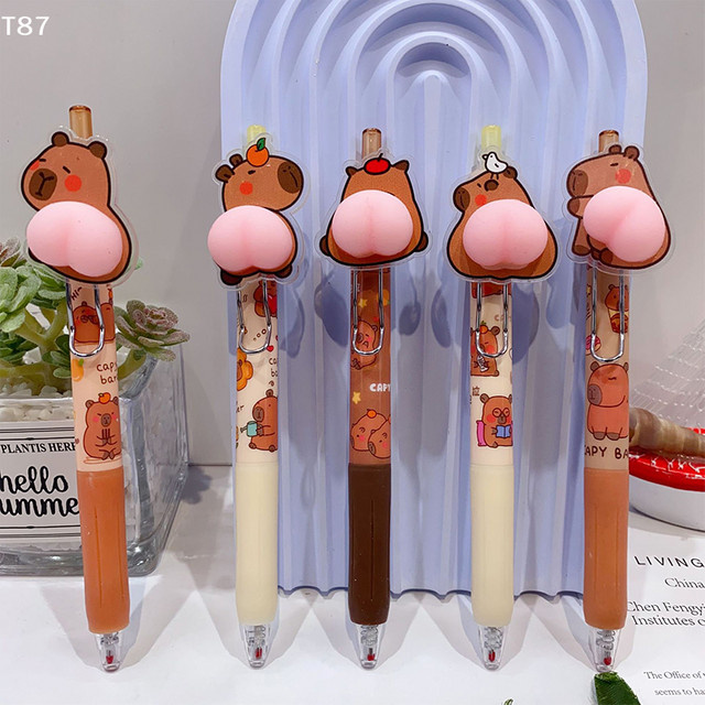 Capybara Squeeze Stress Relief Pen mit schwarzer Tinte 0,5 mm für Schule und Büro - Bild 1