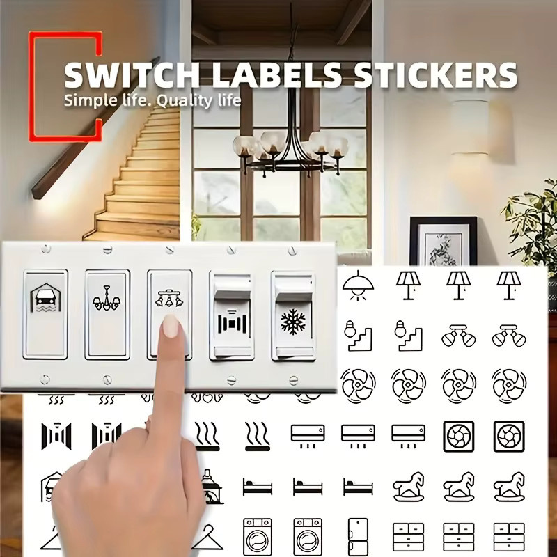 3 Sets transparente Lichtschalter-Etikettenaufkleber aus Kunststoff, wasserdichte Schalter-Panel-Etiketten für Zuhause, Büro und Küche - Bild 2