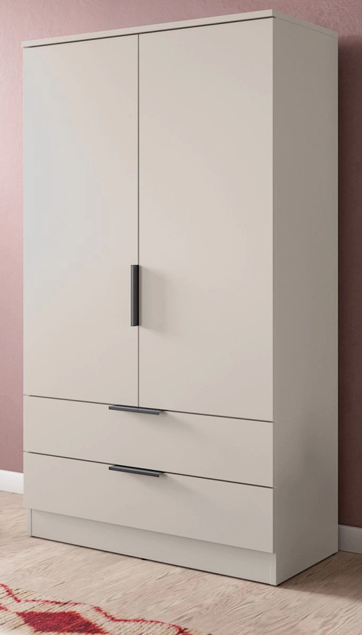 Kleiderschrank Swan 2-türig in Kaschmir mit integrierten Schubladen und Kleiderstange, B/H: 80 x 140 cm - Bild 1