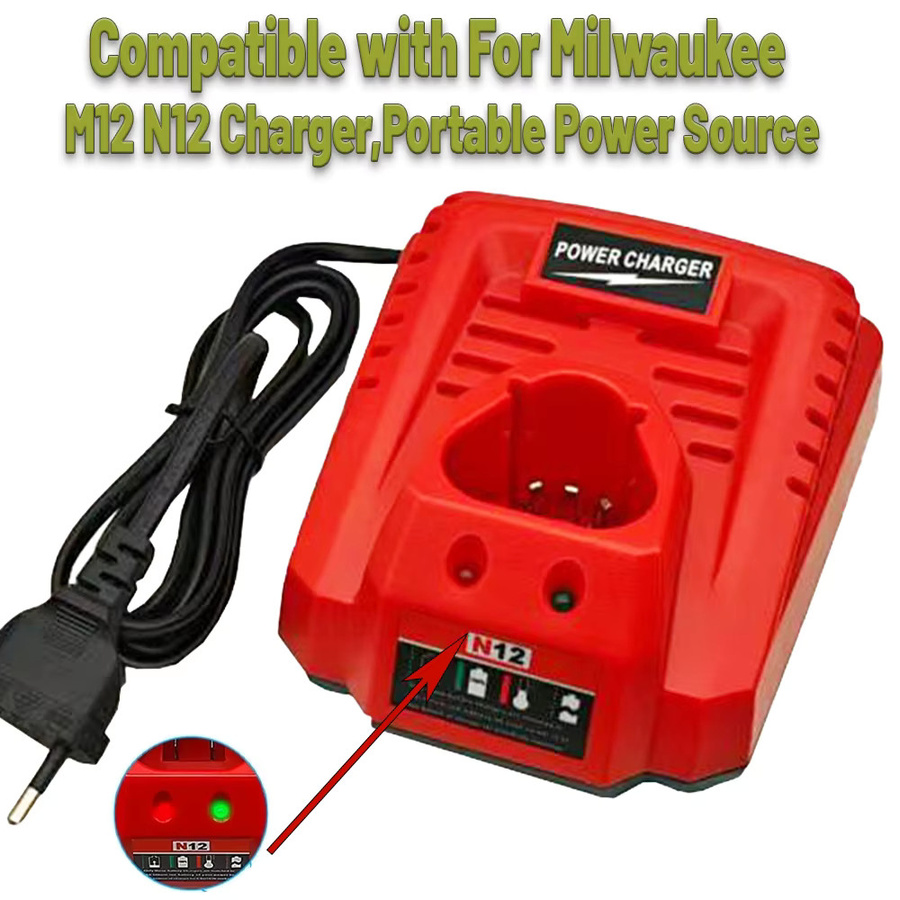 Milwaukee M12 N12 Lithium-Ionen-Akku-Ladegerät 3A Schnellladung Ersatzteil in Rot - Bild 2