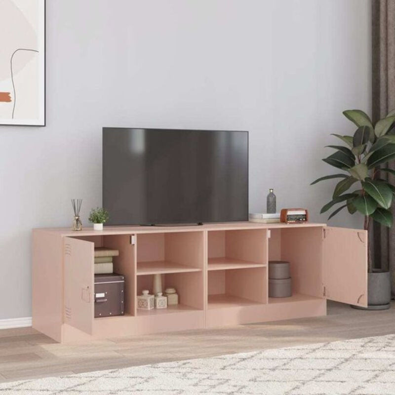 2er-Set TV-Schränke von vidaxl in Rosa, minimalistisches Design aus Stahl und MDF, B/T/H: 67 x 39 x 44 cm - Bild 1