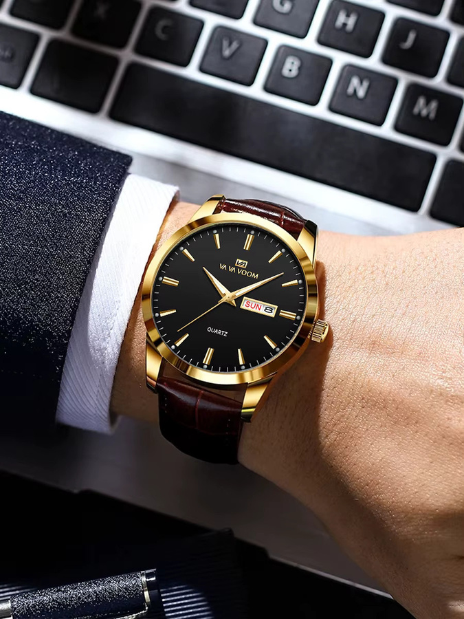 VA VA VOOM Armbanduhr, Quarz, Leder, Braun, 39 mm, Herren - Bild 5