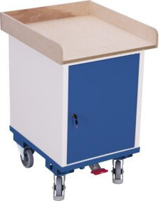 VARIOfit Flügeltürschrank mit 1 Ladefläche aus Stahl und Sperrholz in Grau oder Blau - Bild 1